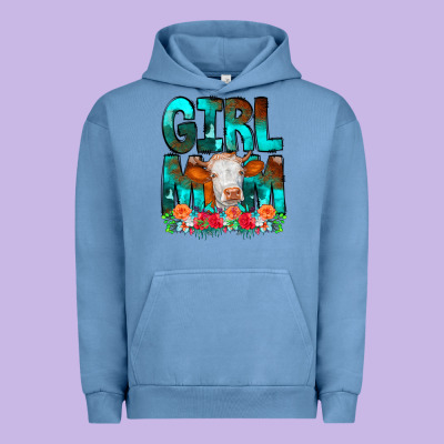 Girl Mom Cow Flowers Urban Hoodie Designed By Cowcowdesign