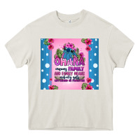Cream ohana means family stitch Heavy Core Tee - Zillion Design Studio