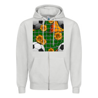 Dove Grey soccer balls and sunflowers with goal nets seamless pattern Zipper Hoodie - BundleAndBundleShop