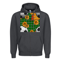 Smoke soccer balls and sunflowers with goal nets seamless pattern Zipper Hoodie - BundleAndBundleShop
