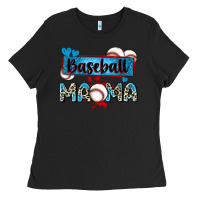 Black baseball mama with leopard Ladies Tee - Zillion Design Studio