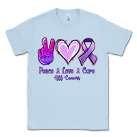 Dusty Blue Peace Love Cure All Cancers Classic Tee - Jasminsmagicworld