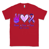 Red Peace Love Cure All Cancers Classic Tee - Jasminsmagicworld