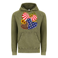 Vintage Olive america heart and sunflower Vintage Hoodie - Artiststas