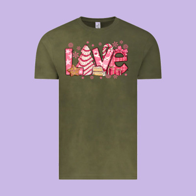 Love Pink Christmas Tree Cake Vintage Tee Designed By Jasminsmagicworld