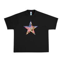 Black American Flag Star Urban Heavy Tee - LillyAllenDesigns