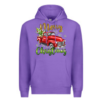 Purple Merry Christmas truck Premium Hoodie - texasbilliewilder