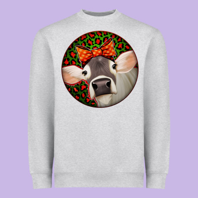Christmas Cow, Heavyweight Sweatshirt Designed By Jasminsmagicworld