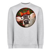 Heather Grey Christmas Cow, Heavyweight Sweatshirt - Jasminsmagicworld