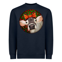 Navy Christmas Cow, Heavyweight Sweatshirt - Jasminsmagicworld