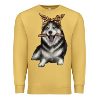 Antique Gold alaskan husky with bandeau Premium Sweatshirt - texasbilliewilder