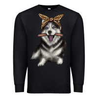 Black alaskan husky with bandeau Premium Sweatshirt - texasbilliewilder