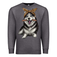 Charcoal Heather alaskan husky with bandeau Premium Sweatshirt - texasbilliewilder