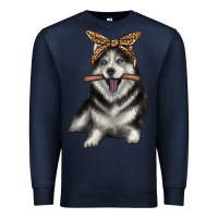 Navy alaskan husky with bandeau Premium Sweatshirt - texasbilliewilder