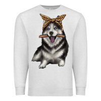 Oatmeal Heather alaskan husky with bandeau Premium Sweatshirt - texasbilliewilder