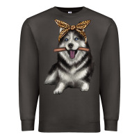 Smoke alaskan husky with bandeau Premium Sweatshirt - texasbilliewilder