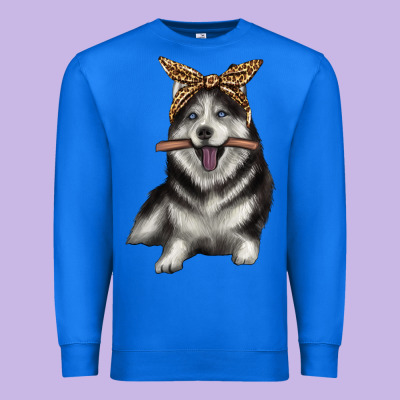Alaskan Husky With Bandeau Premium Sweatshirt Designed By Texasbilliewilder
