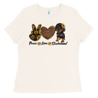 Bone peace love dachshund Ladies Tee - RanaPortraitStore