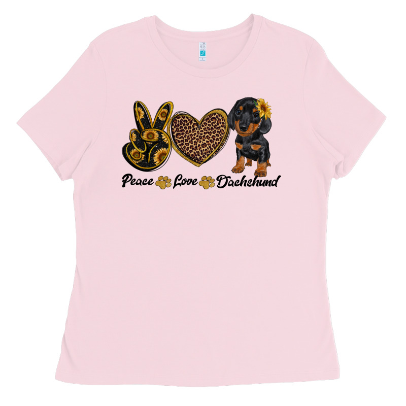Peace Love Dachshund Ladies Tee by RanaPortraitStore | Teevron