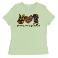 Matcha peace love dachshund Ladies Tee - RanaPortraitStore