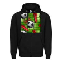 Black soccer shoes goal seamless pattern Zipper Hoodie - BundleAndBundleShop