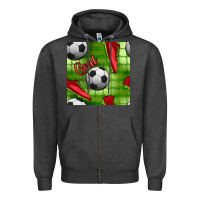 Charcoal Heather soccer shoes goal seamless pattern Zipper Hoodie - BundleAndBundleShop