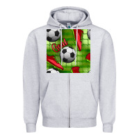 Heather Grey soccer shoes goal seamless pattern Zipper Hoodie - BundleAndBundleShop