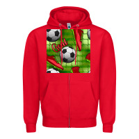 Red soccer shoes goal seamless pattern Zipper Hoodie - BundleAndBundleShop
