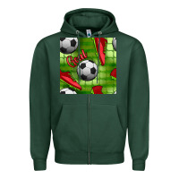 Sports Green soccer shoes goal seamless pattern Zipper Hoodie - BundleAndBundleShop