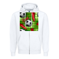 White soccer shoes goal seamless pattern Zipper Hoodie - BundleAndBundleShop