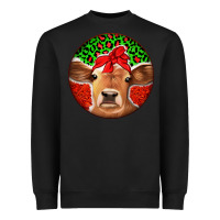 Black Christmas Cow Heavyweight Sweatshirt - Jasminsmagicworld