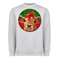 Heather Grey Christmas Cow Heavyweight Sweatshirt - Jasminsmagicworld