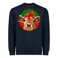 Navy Christmas Cow Heavyweight Sweatshirt - Jasminsmagicworld