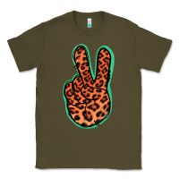 Army Green Orange Leopard Peace Sign Classic Tee - Jasminsmagicworld