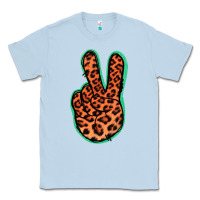 Dusty Blue Orange Leopard Peace Sign Classic Tee - Jasminsmagicworld