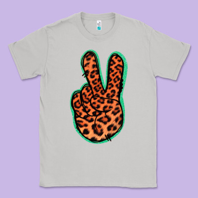 Orange Leopard Peace Sign Classic Tee Designed By Jasminsmagicworld