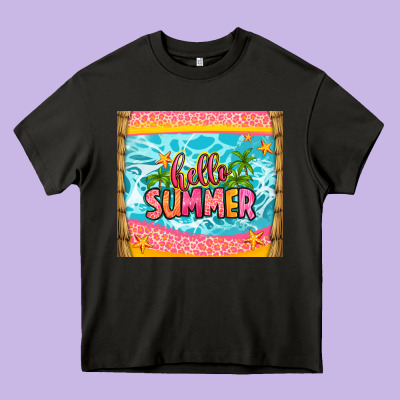 Hello Summer Heavy Core Tee Designed By Zillion Design Studio