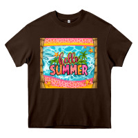 Chocolate Brown hello summer Heavy Core Tee - Zillion Design Studio