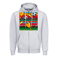 Heather Grey soccer winner cup and vuvuzela with serape seamless pattern Zipper Hoodie - BundleAndBundleShop