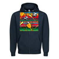 Navy soccer winner cup and vuvuzela with serape seamless pattern Zipper Hoodie - BundleAndBundleShop