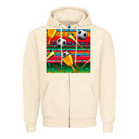 Sandshell soccer winner cup and vuvuzela with serape seamless pattern Zipper Hoodie - BundleAndBundleShop
