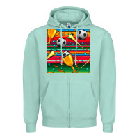 Seafoam soccer winner cup and vuvuzela with serape seamless pattern Zipper Hoodie - BundleAndBundleShop