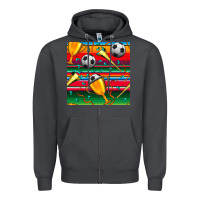 Smoke soccer winner cup and vuvuzela with serape seamless pattern Zipper Hoodie - BundleAndBundleShop