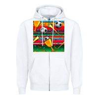 White soccer winner cup and vuvuzela with serape seamless pattern Zipper Hoodie - BundleAndBundleShop