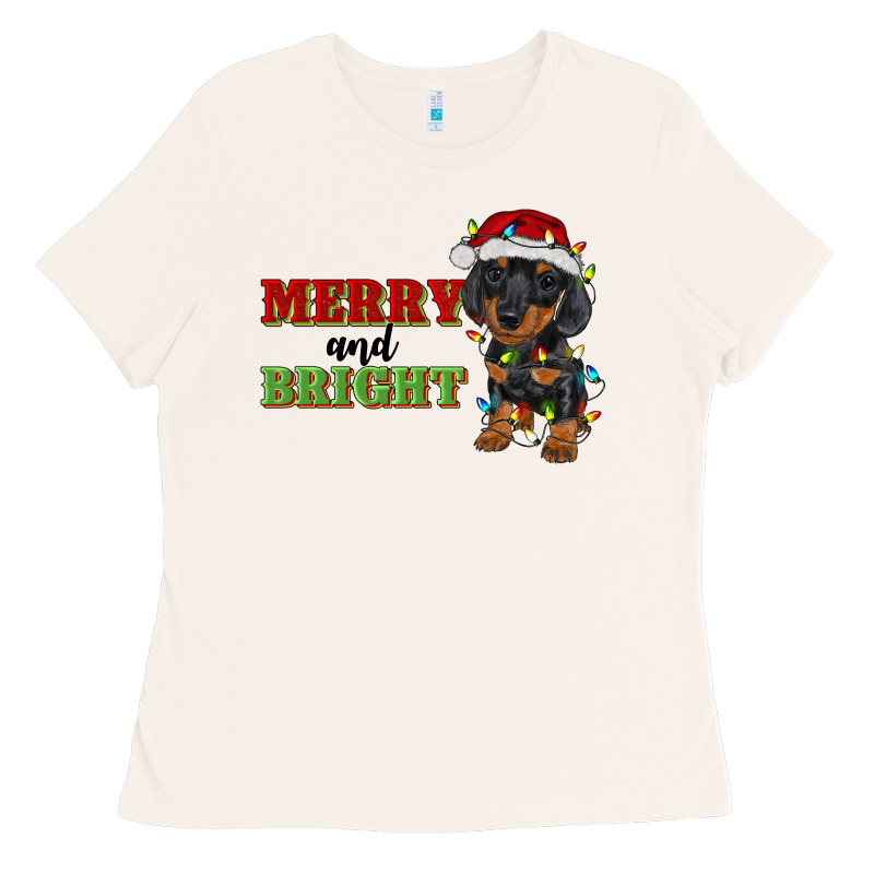 Merry And Bright Dachshund Ladies Tee by RanaPortraitStore | Teevron