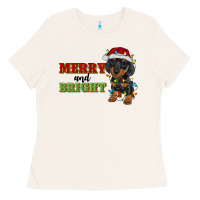 Bone merry and bright dachshund Ladies Tee - RanaPortraitStore
