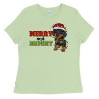 Matcha merry and bright dachshund Ladies Tee - RanaPortraitStore