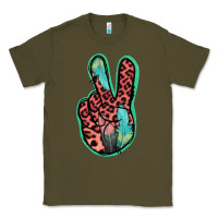 Army Green Feather Pink Leopard Peace Sign Classic Tee - Jasminsmagicworld