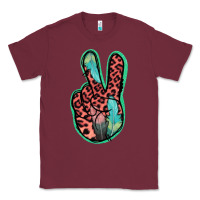 Burgundy Feather Pink Leopard Peace Sign Classic Tee - Jasminsmagicworld
