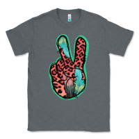 Charcoal Heather Feather Pink Leopard Peace Sign Classic Tee - Jasminsmagicworld